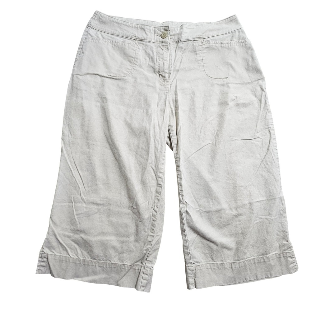 Woolrich Cropped‎ Pants Women 12 Beige Cotton Utility Capris *